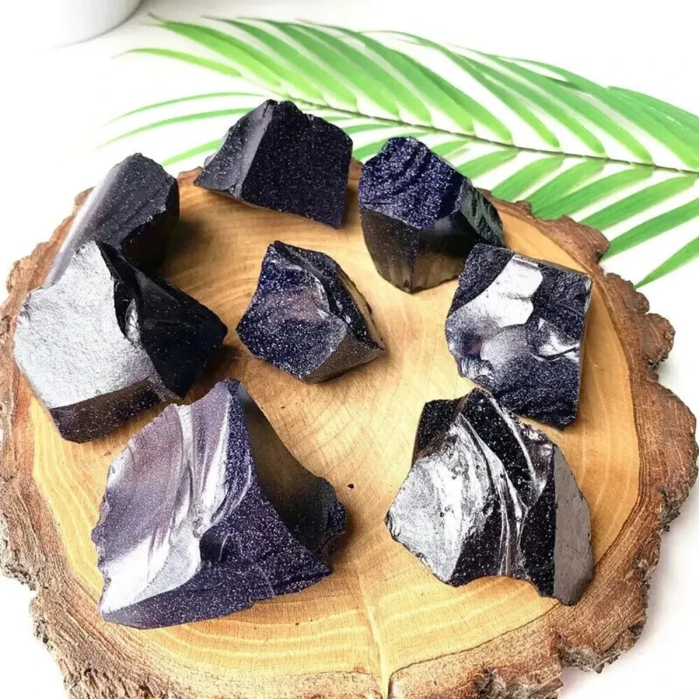 3Pcs Blue Goldstone Raw Stone Crystal Mineral Specimen Healing Energy Reiki Gift