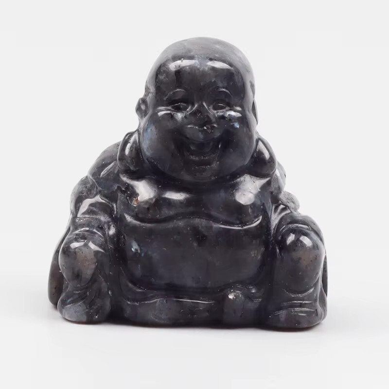 Jade Buddha Figurine 1.5” Hand Carved Natural Green Gemstone Reiki Crystal Hea