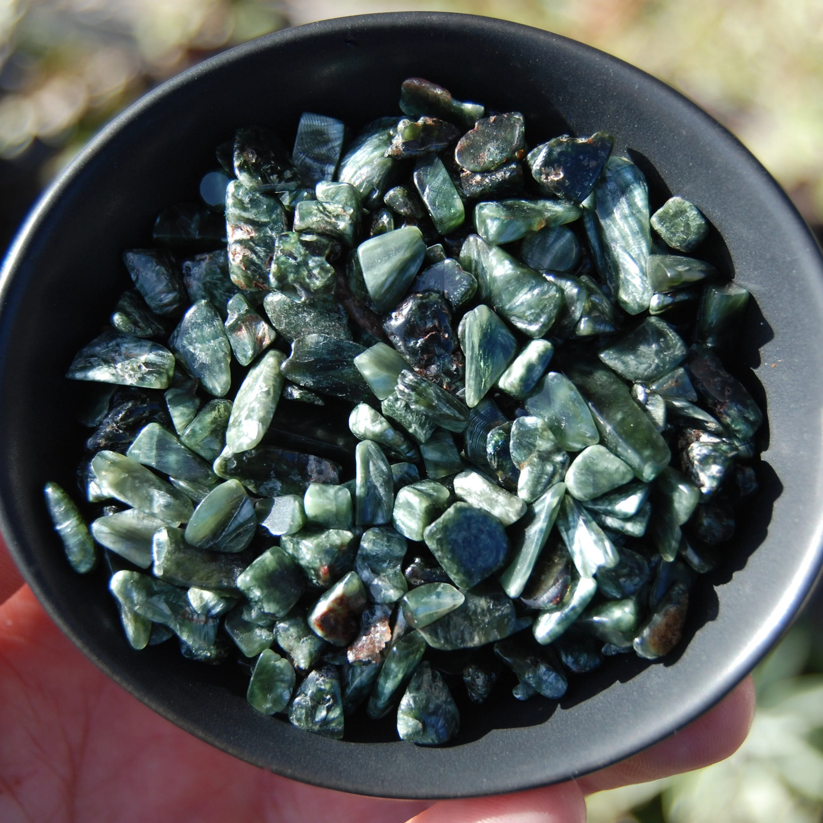 20g Seraphinite Crystal Tumbled Gemstone Chips, Extra Small Tumbled Stones, Russ