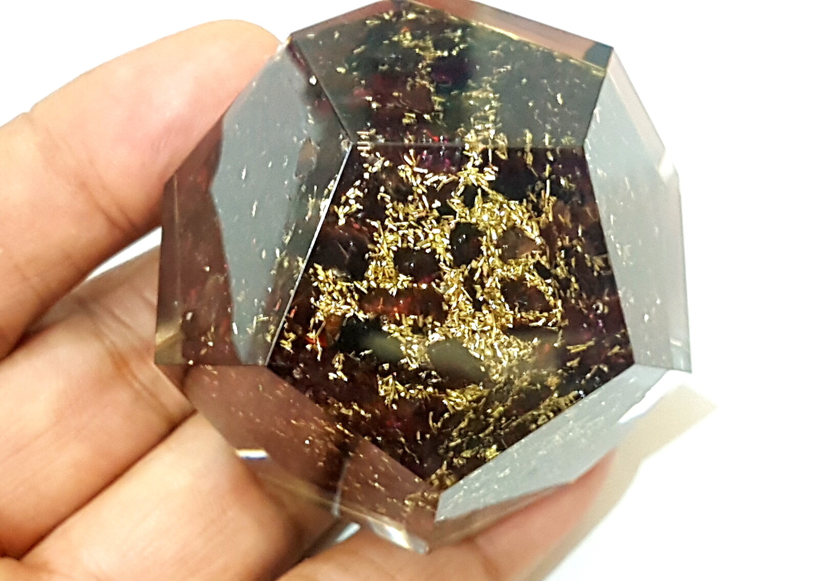 Garnet Dodecahedron Natural Chips Flower of Life Orgone Cube Platonics Reiki