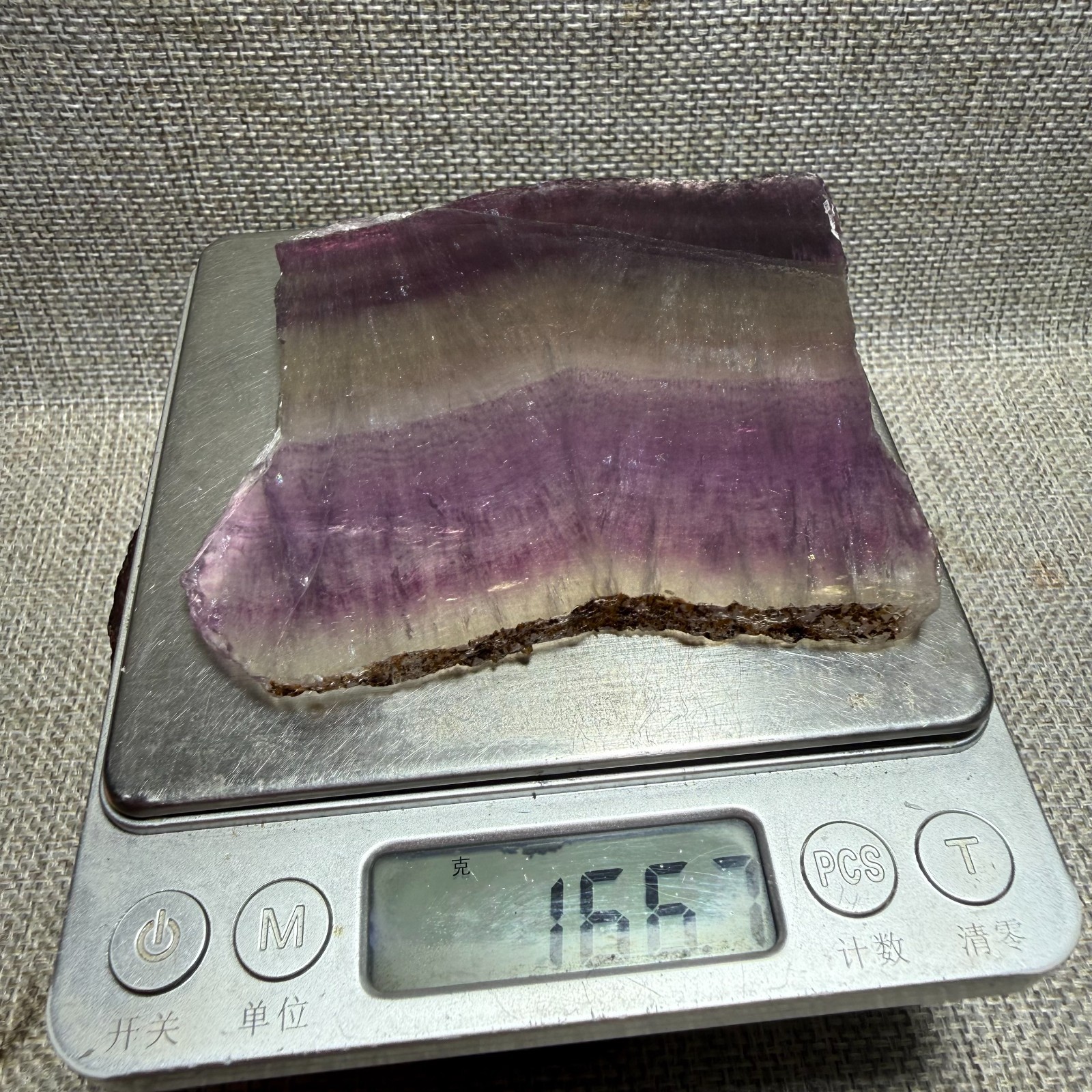 166g Natural purple Rainbow Fluorite Crystal Rough slices stone specimens 10