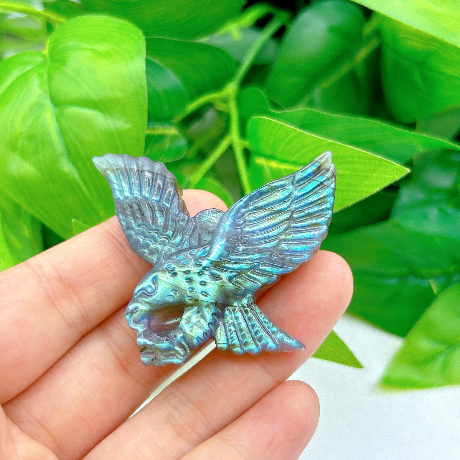 Natural labradorite Eagle Hand Carved crystal Healing