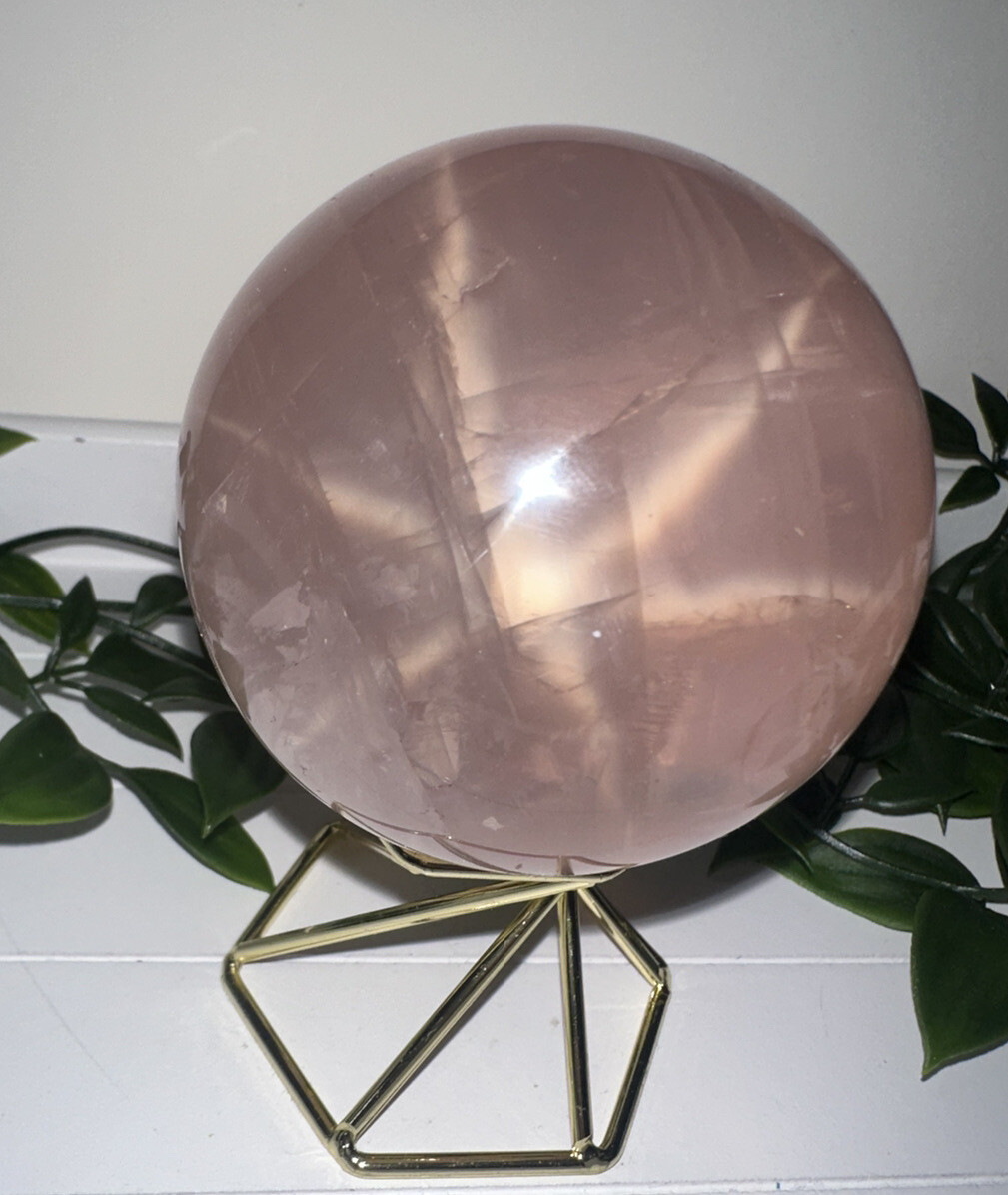💖✨Rose Quartz With Star Asterism Sphere Crystal Chakra Gemstone 68mm 455g gift