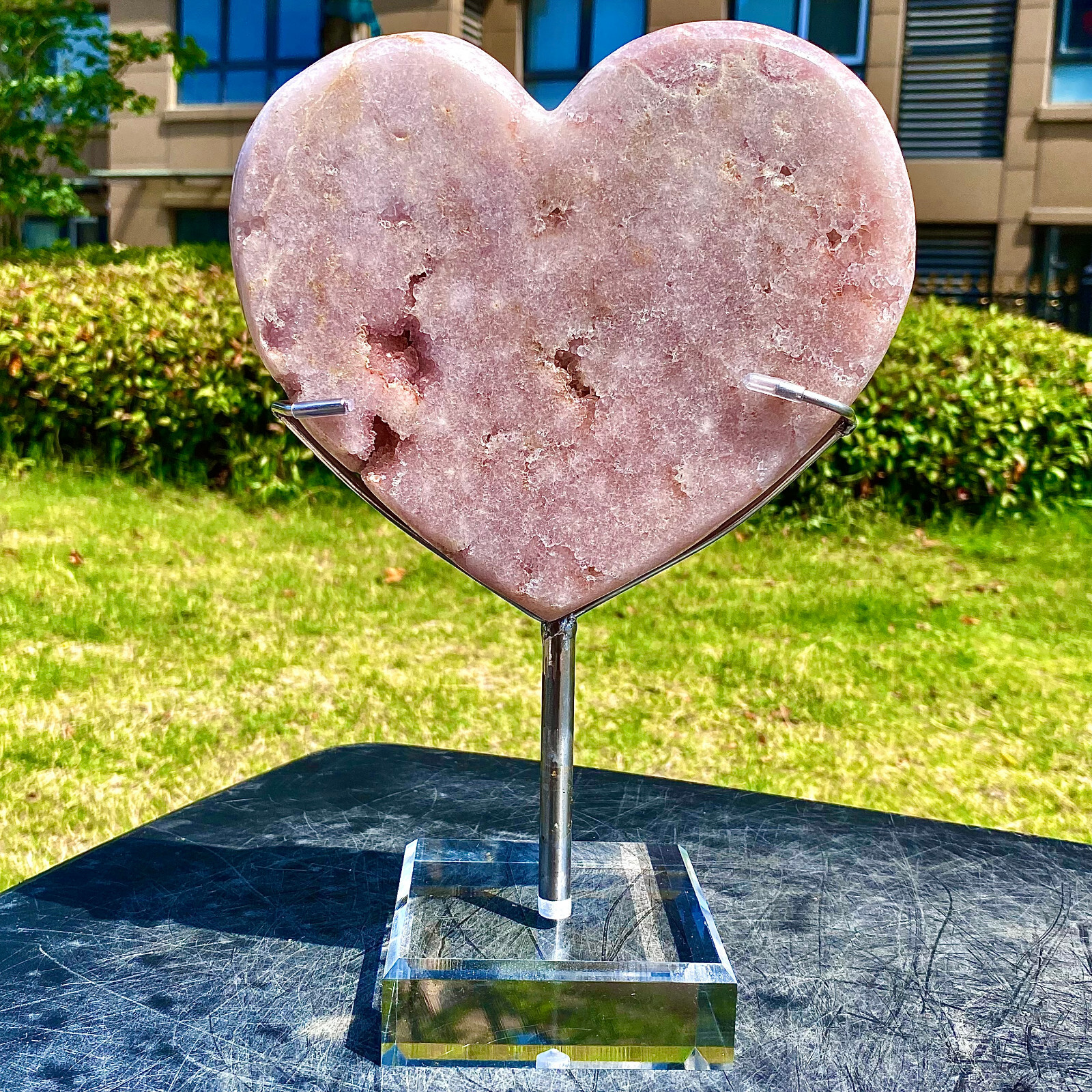 4.25LB Rose Quartz Heart – Pink Purple Crystal Love Stone Healing Gift