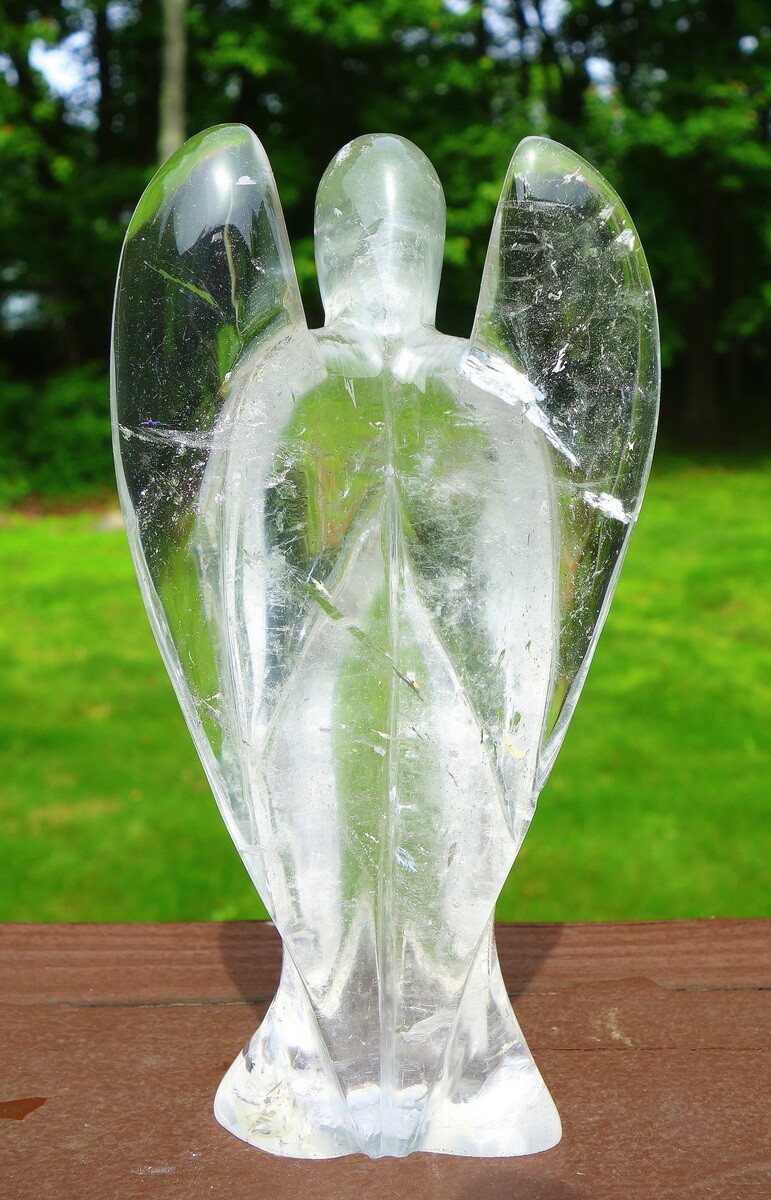 Large Quartz Crystal Angel Carving