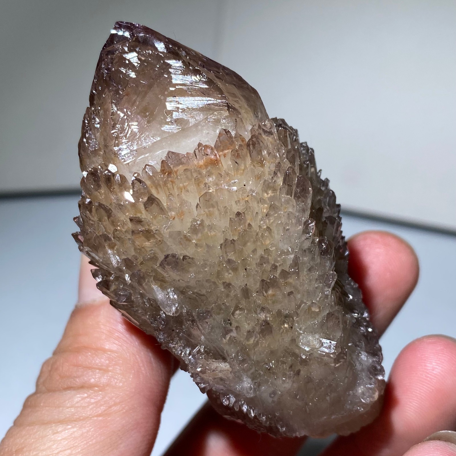 133G Natural Pineapple purple Crystal Cluster Point Quartz Healing Mineral