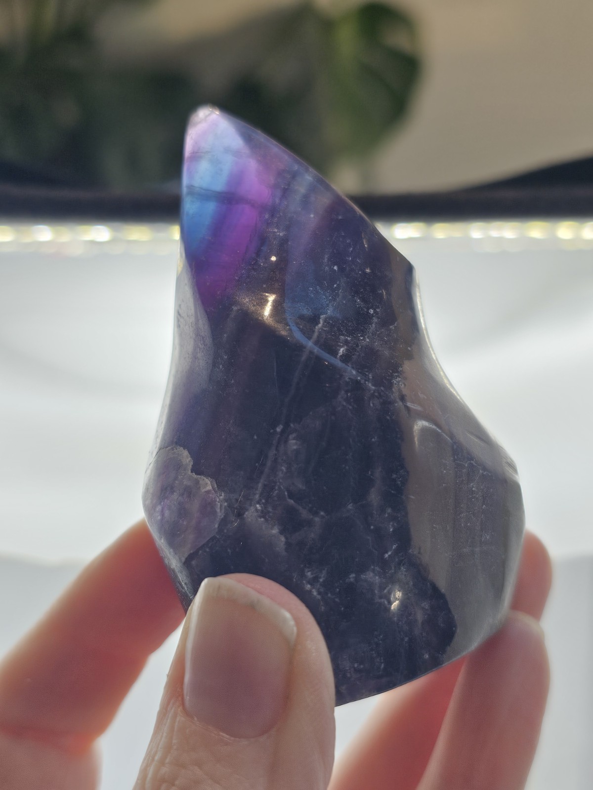 ✨️SALE✨️ Rainbow Dark Fluorite Crystal Flame Purple Blue 231g 7.9cm