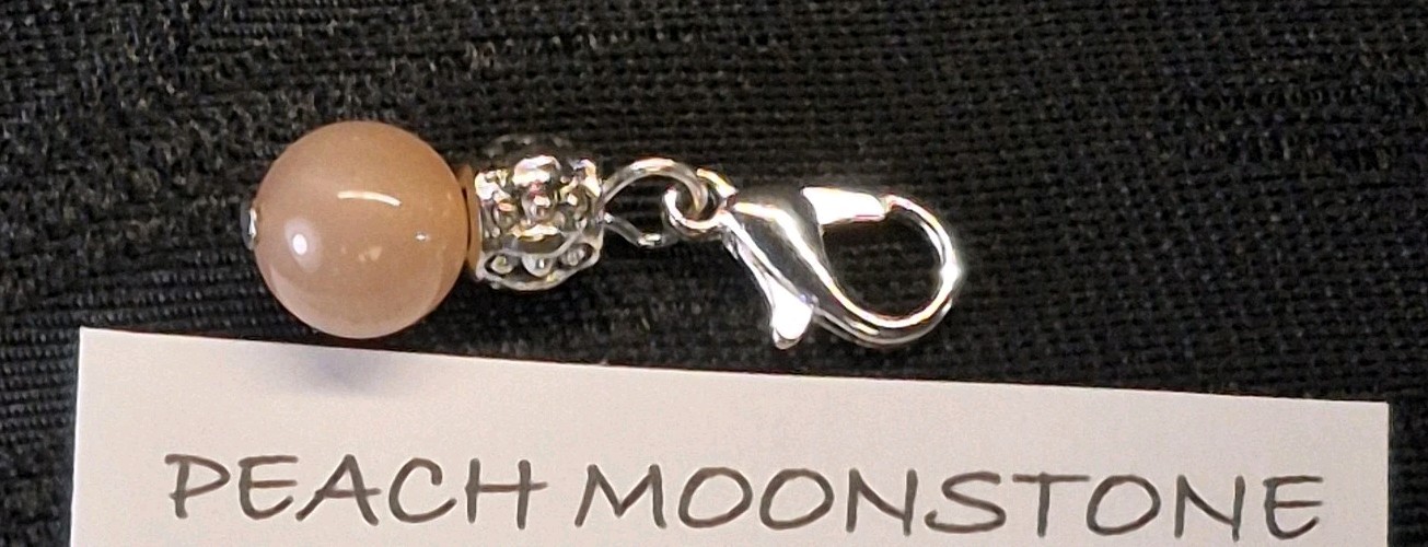 Peach Moonstone Charm With Lobster Claw Clasp