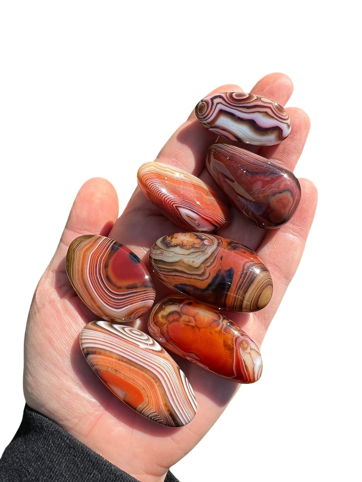 Sardonyx Tumbled Stone, Natural Sardonyx from Sri Lanka