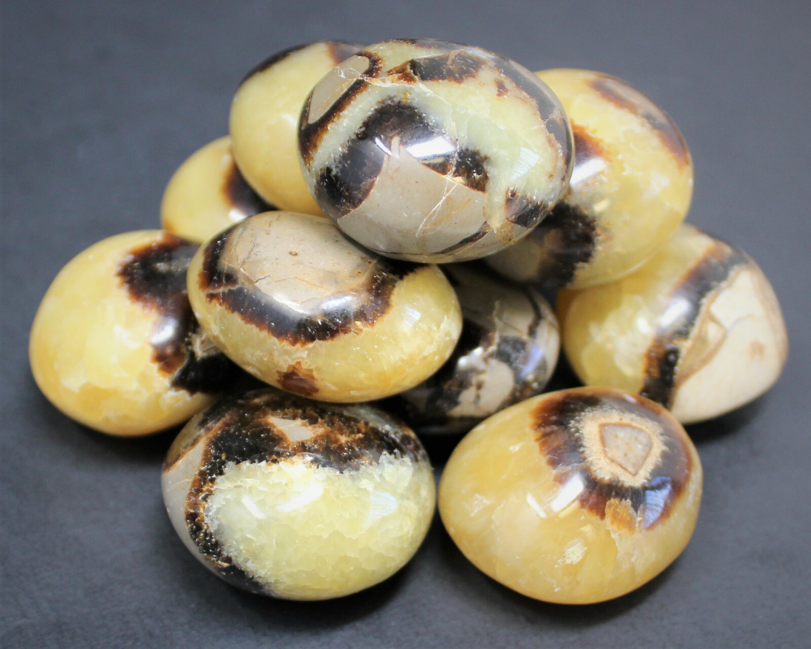 Septarian Hand Polished Palm Stone: ‘A’ Grade Septarian Pebble, Crystal