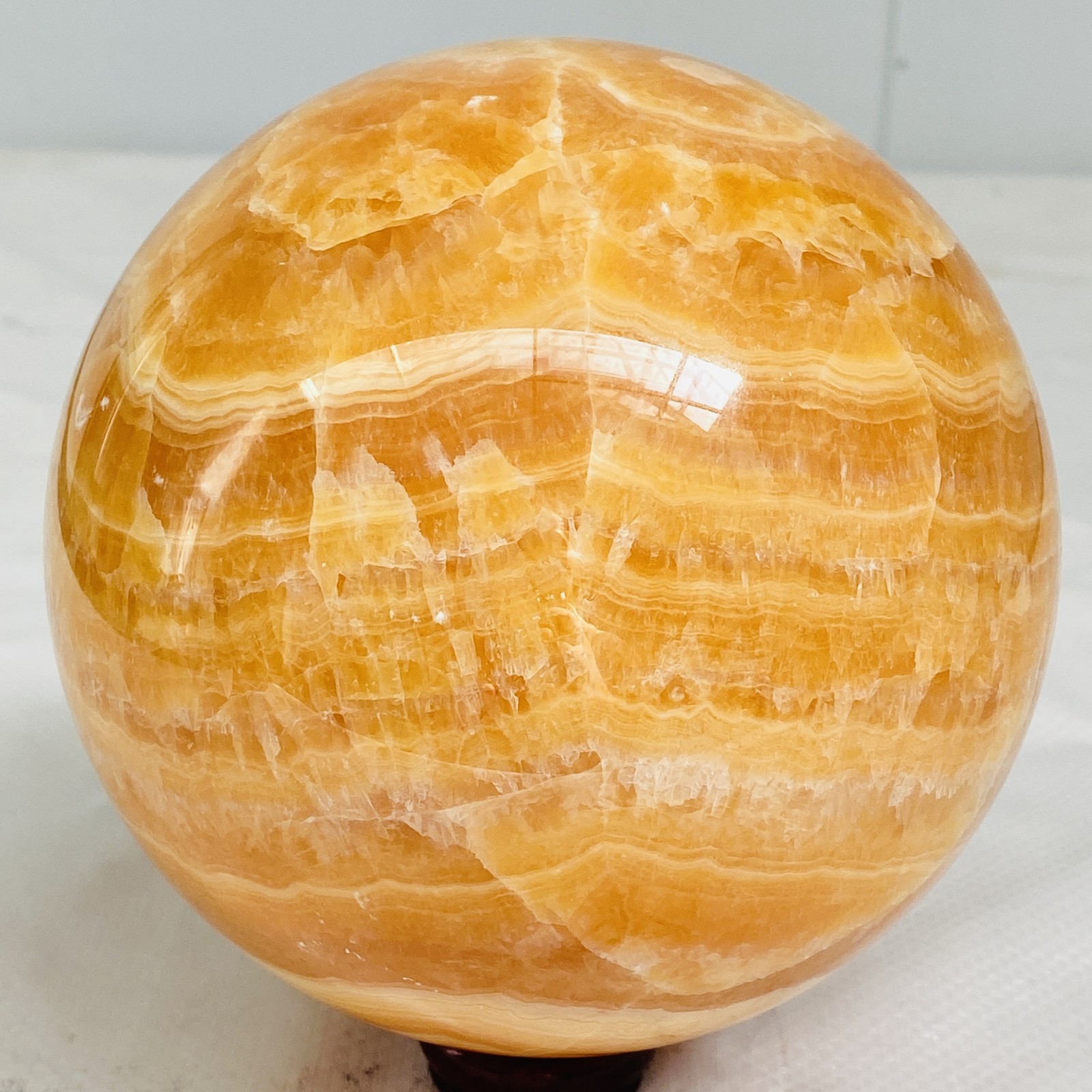 Natural Yellow Calcite Sphere Quartz Crystal Polished Ball Reiki Healing 6.87LB