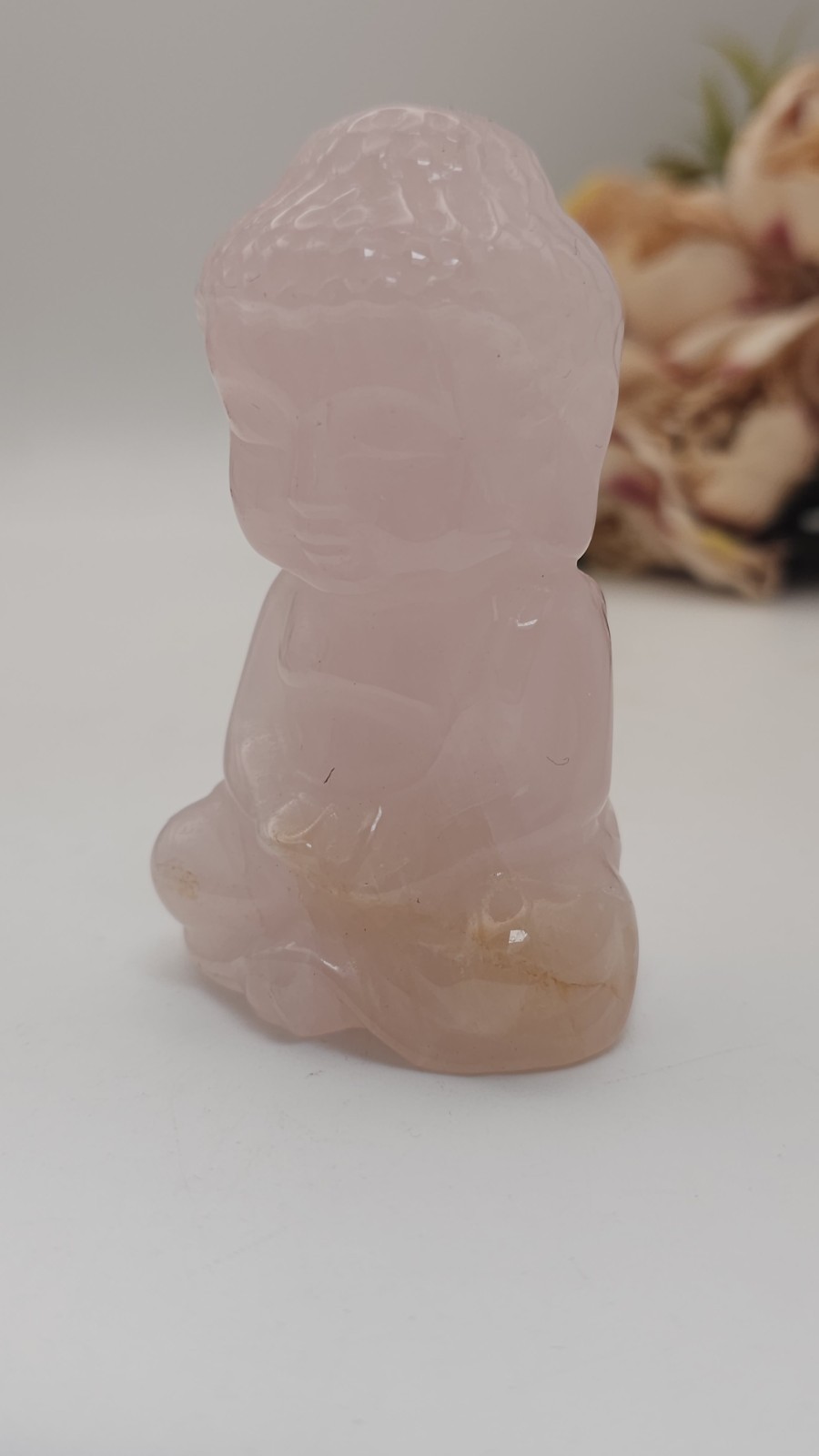 ✨️SALE✨️ Rose Quartz Buddha Carving Crystal Specimen 7.9cm 181g Pink