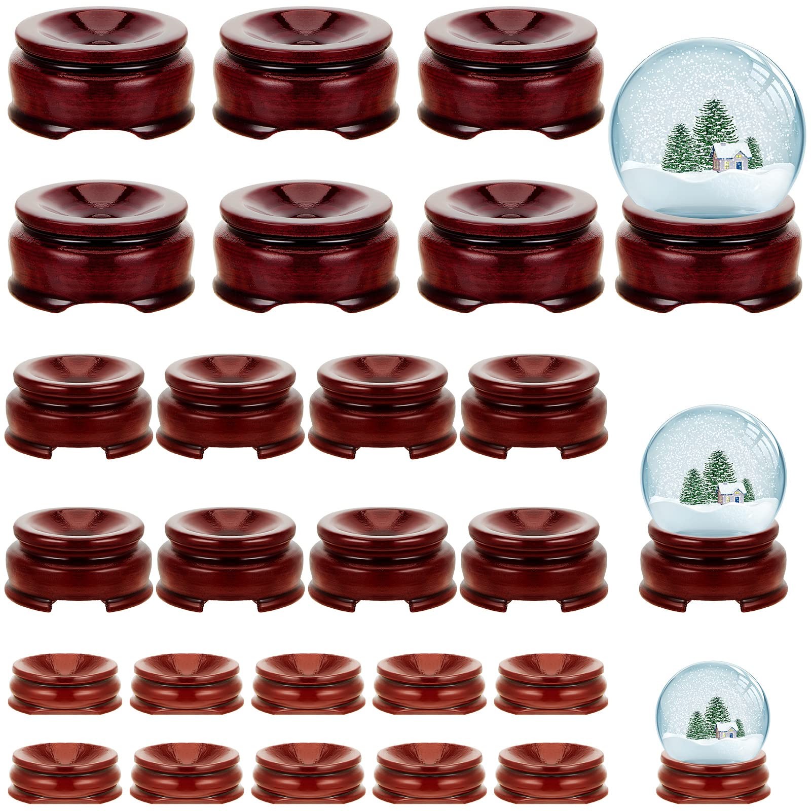 24 Pcs Sphere Stands for Display Crystal, Crystal Holder Wood Egg Stand Stone…