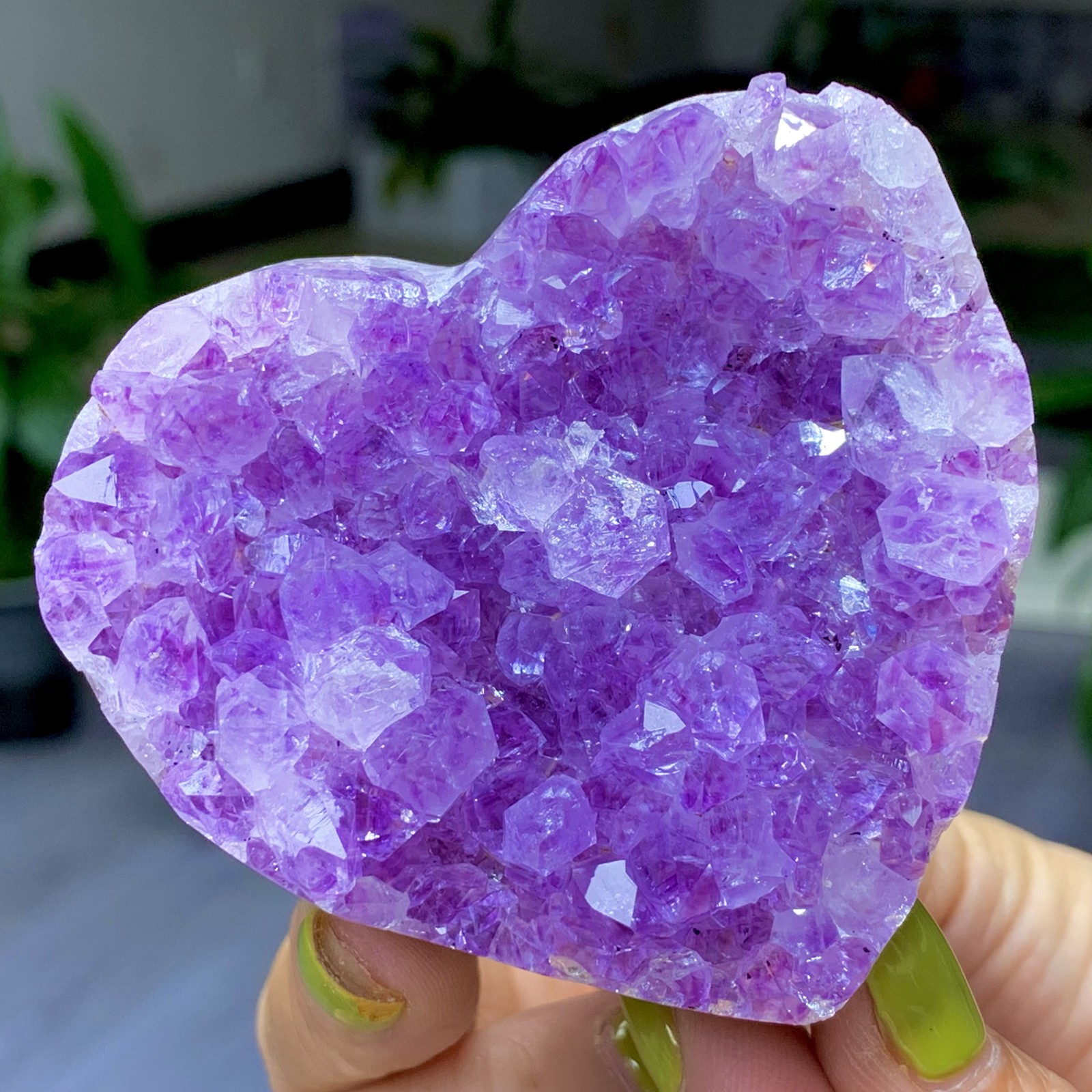 242G Natural Amethyst heart-shaped Agate quartz cluster crystal specimen Healing