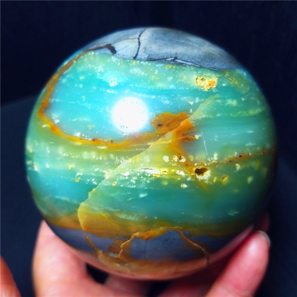 1008g Natural Polishing Amazon Agate Chalcopyrite Symbiotic Crystal Ball A4935