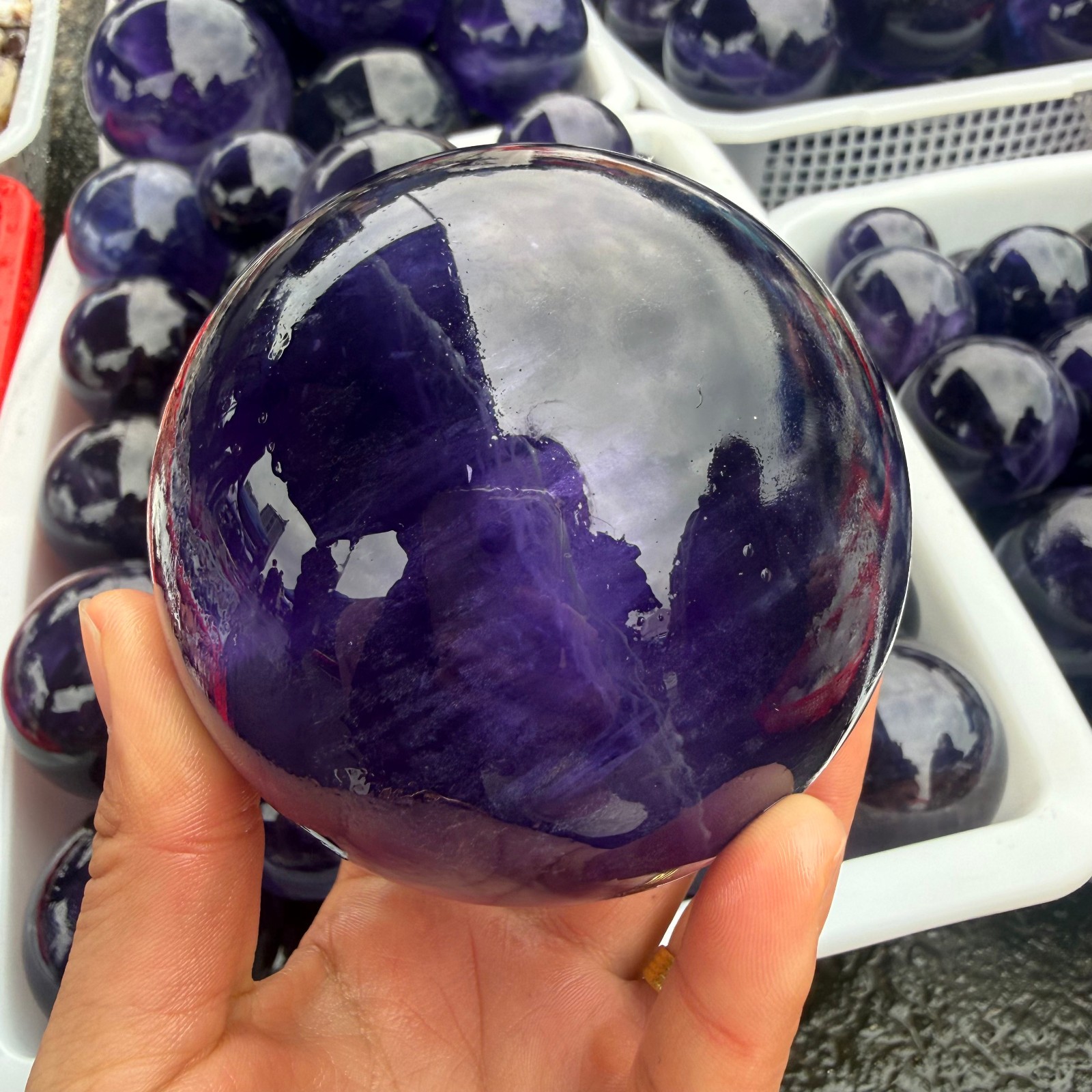 2LB Natural Blue Flourite Ball Crystal Quartz Reiki Healing random 1pc