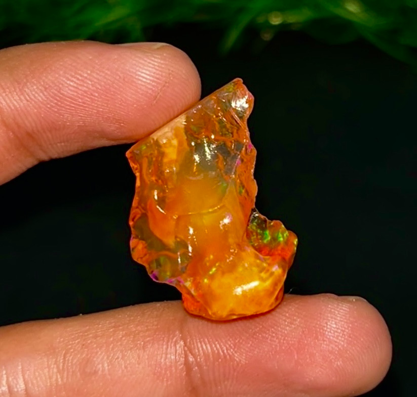 Rare Mexican Fire Opal Rough 26.15 Ct, Natural Orange Opal With Red Green Fire