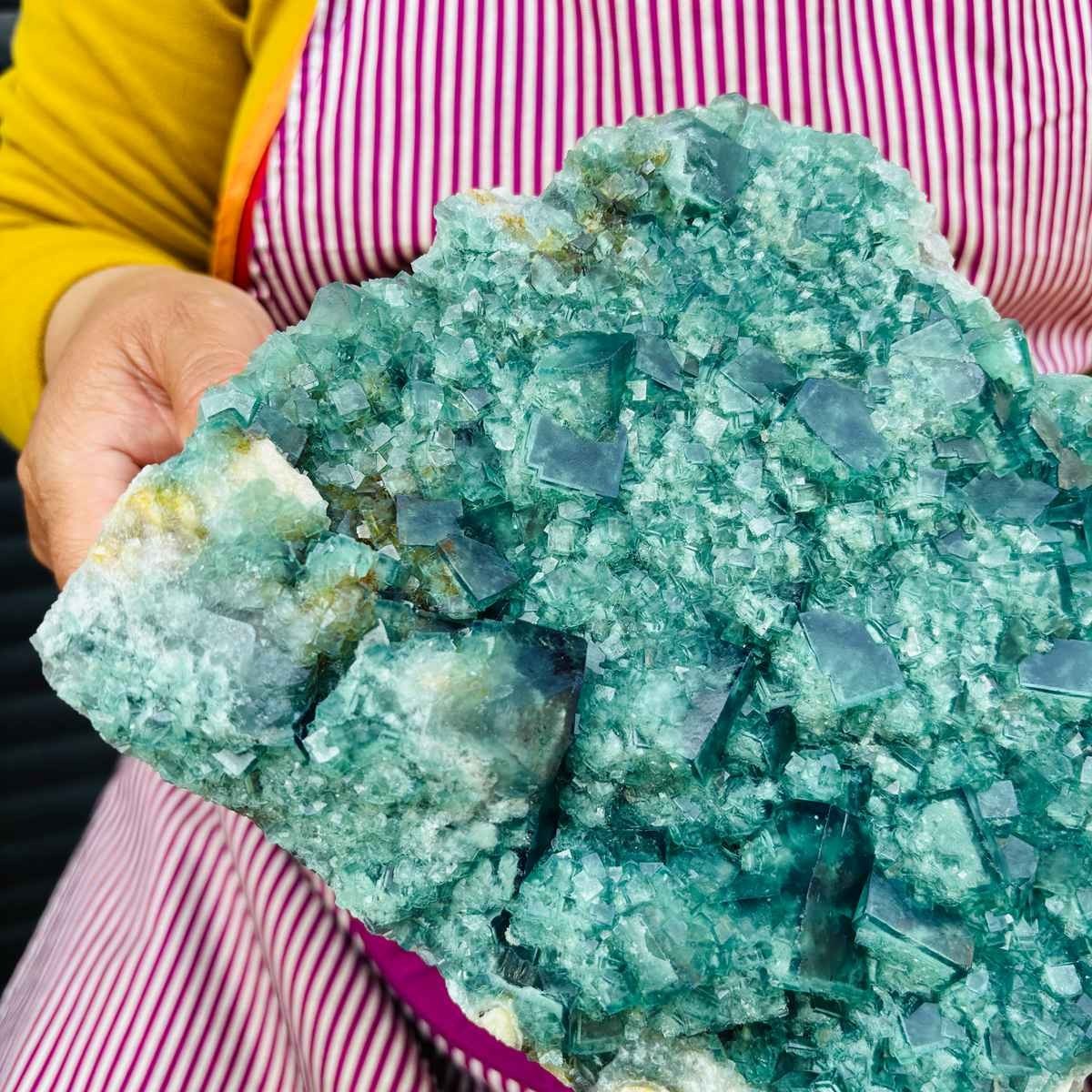 8.73LB Natural Green Cubic Fluorite Quartz Crystal Mineral Specimen healing