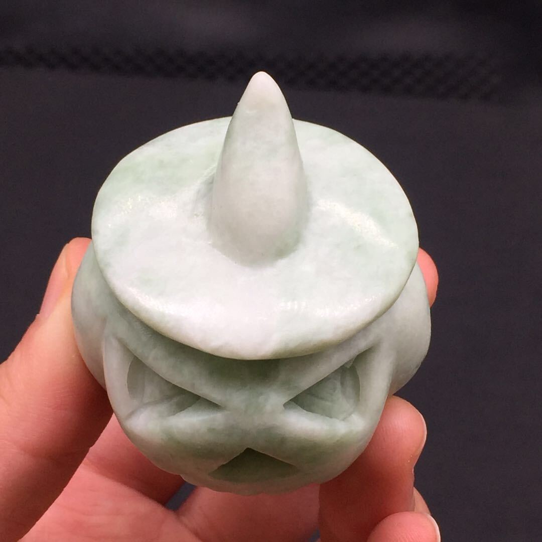 Natural LuShan Jade Crystal Carved Pumpkin Halloween Decoration Healing 1PC