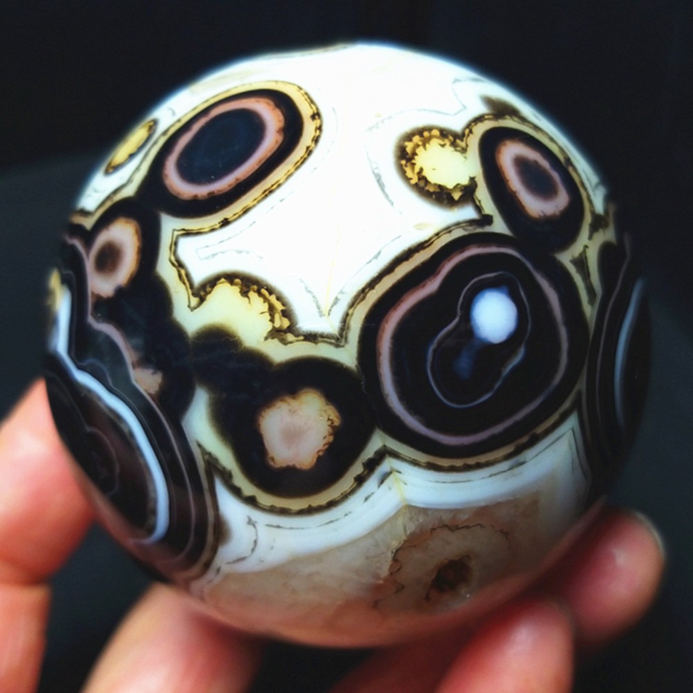 RARE 320G 60mm Natural Polished Silk Banded Lace Agate Ball Madagascar AB1694