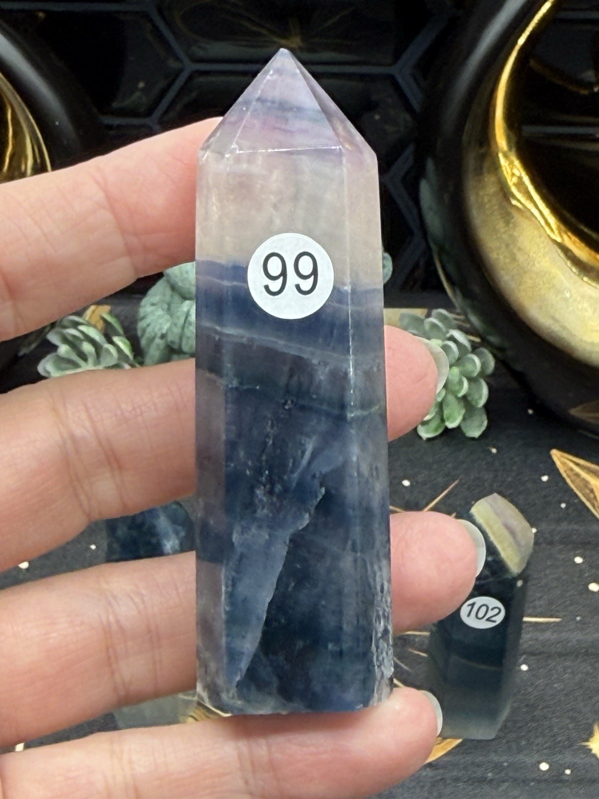 Natural Blue Flouorite Points Clear Banding Free shipping