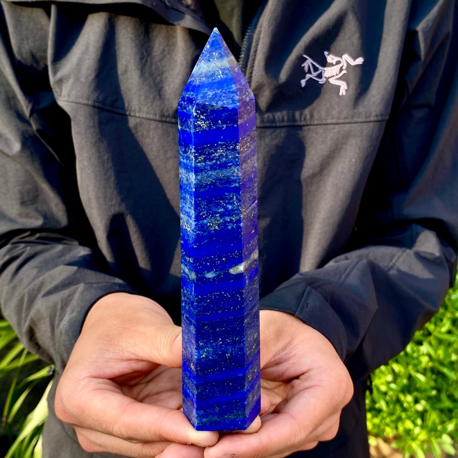 366G Natural lapis lazuli jasper Quartz obelisk crystal Reiki healing
