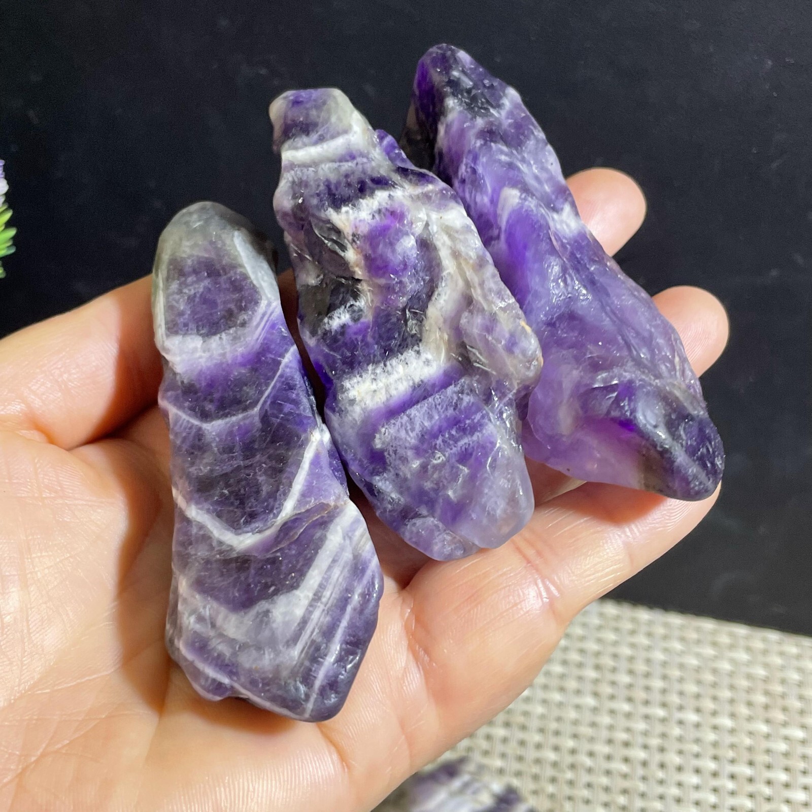3pc 186g Natural and beautiful dreamy amethyst rough stone specimen