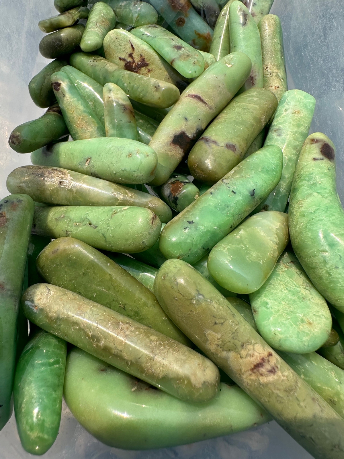 Chrysoprase Tumbled Wand, Natural Chrysoprase from Australia