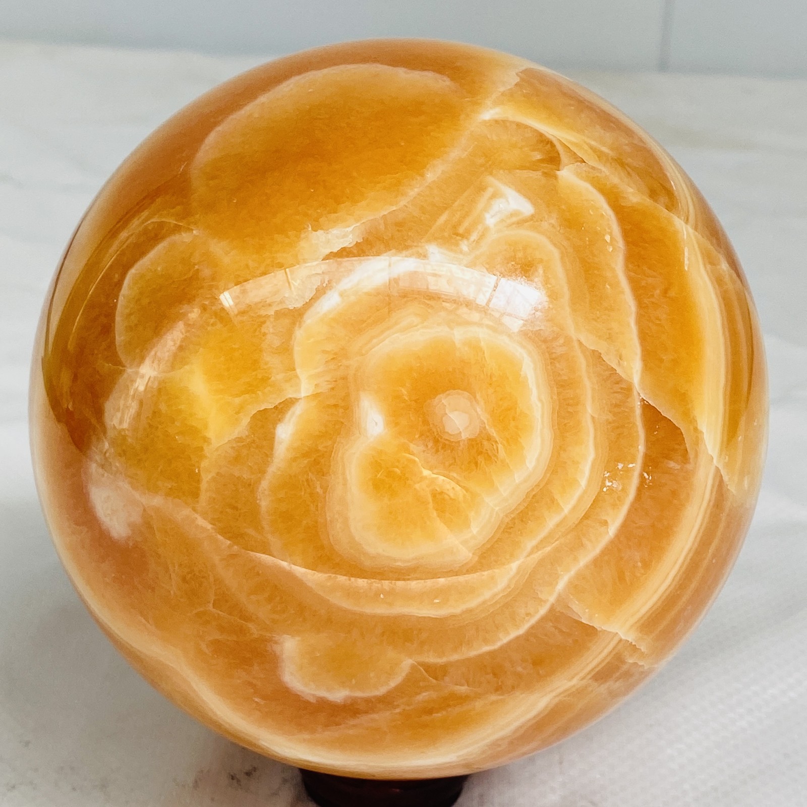 Natural Yellow Calcite Sphere Quartz Crystal Polished Ball Reiki Healing 2740G