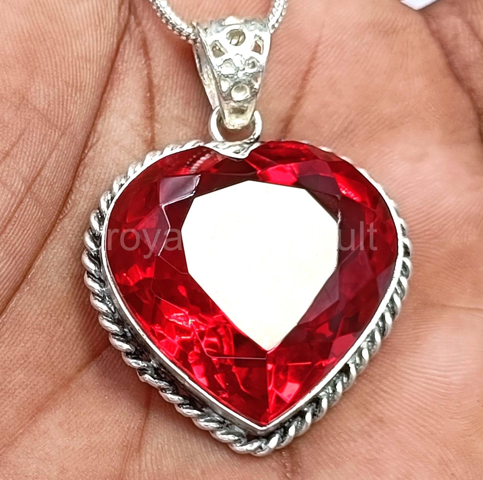 IGL Certified 92.55 Ct Natural Red Ruby Heart Pendant – Solid 925 Silver 5JOY