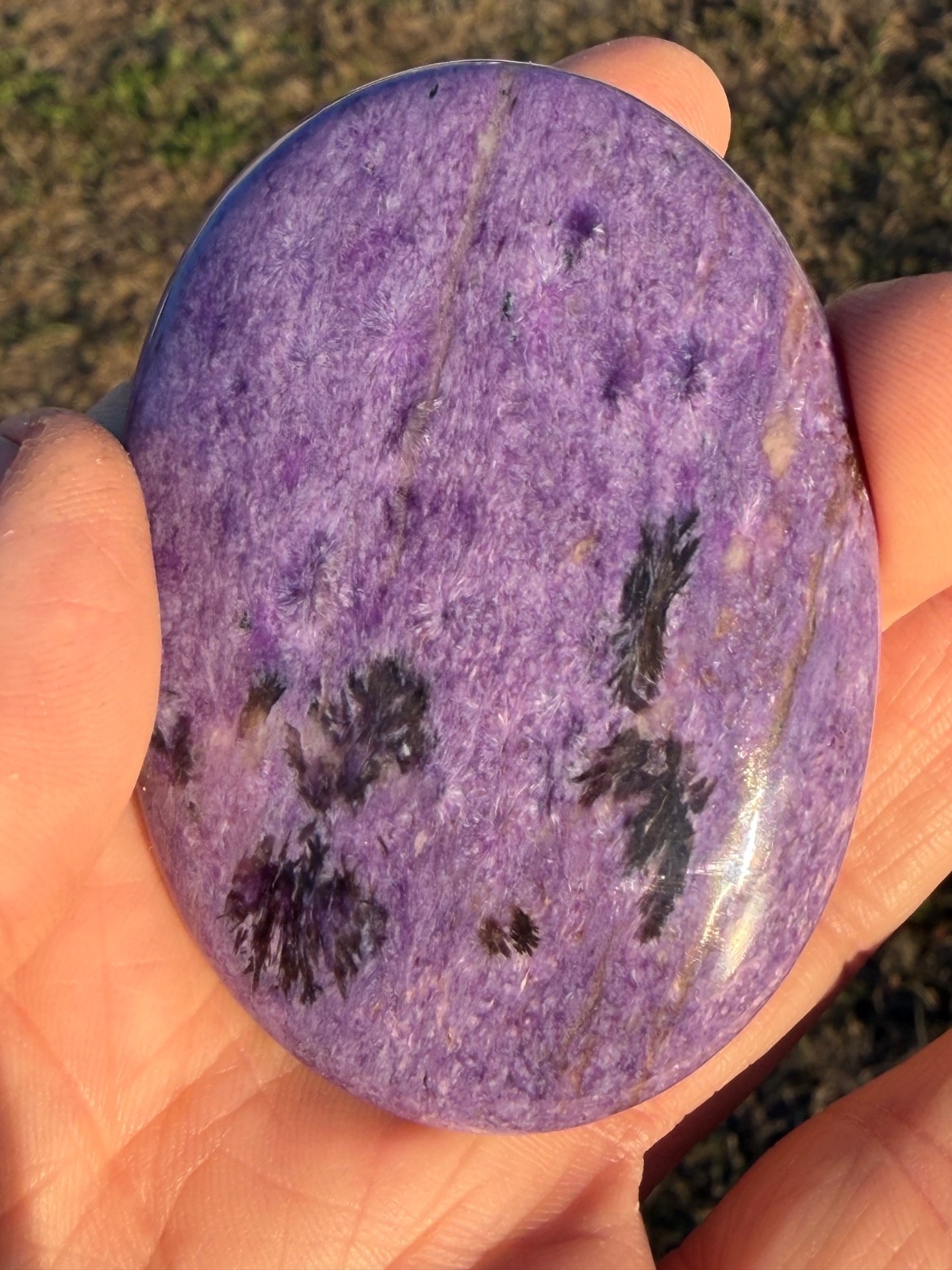 Charoite Polished Gemstone Large Palmstone 2 5/8″ 99 Grams