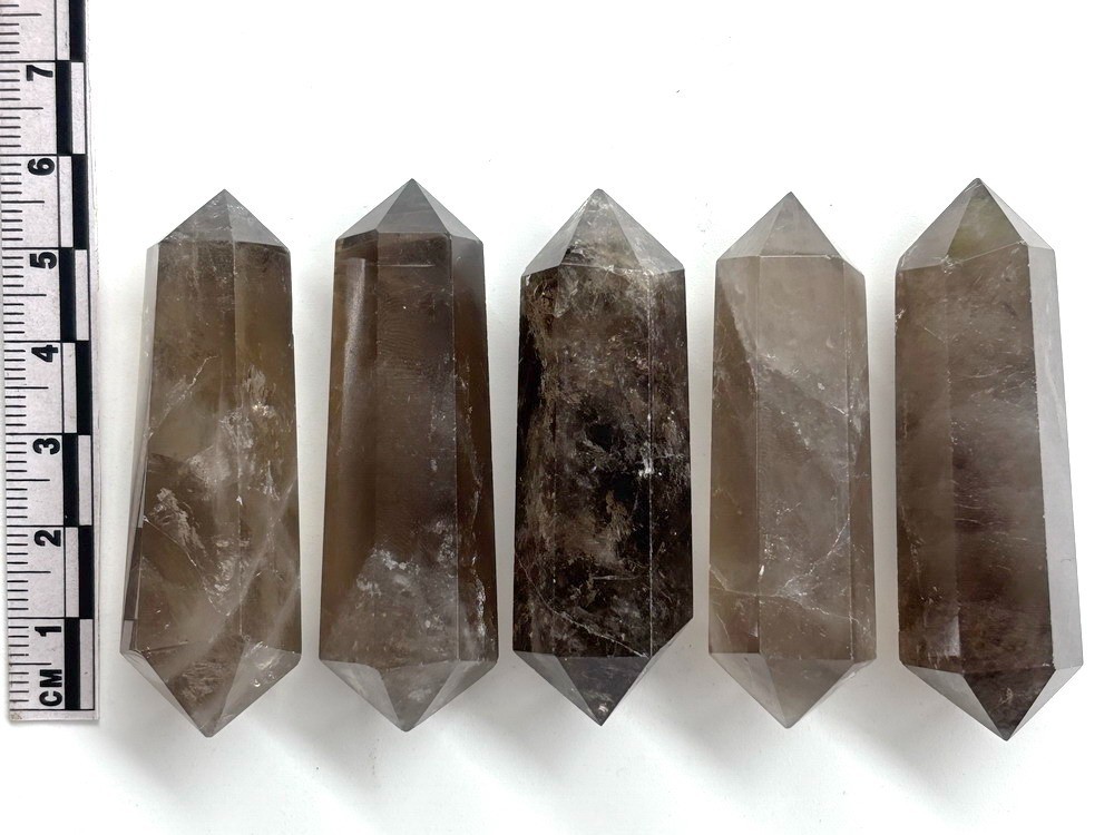 5pcs 2”+ Natural Smoky Quartz Crystal DT Point Double Terminated Wand Smokey