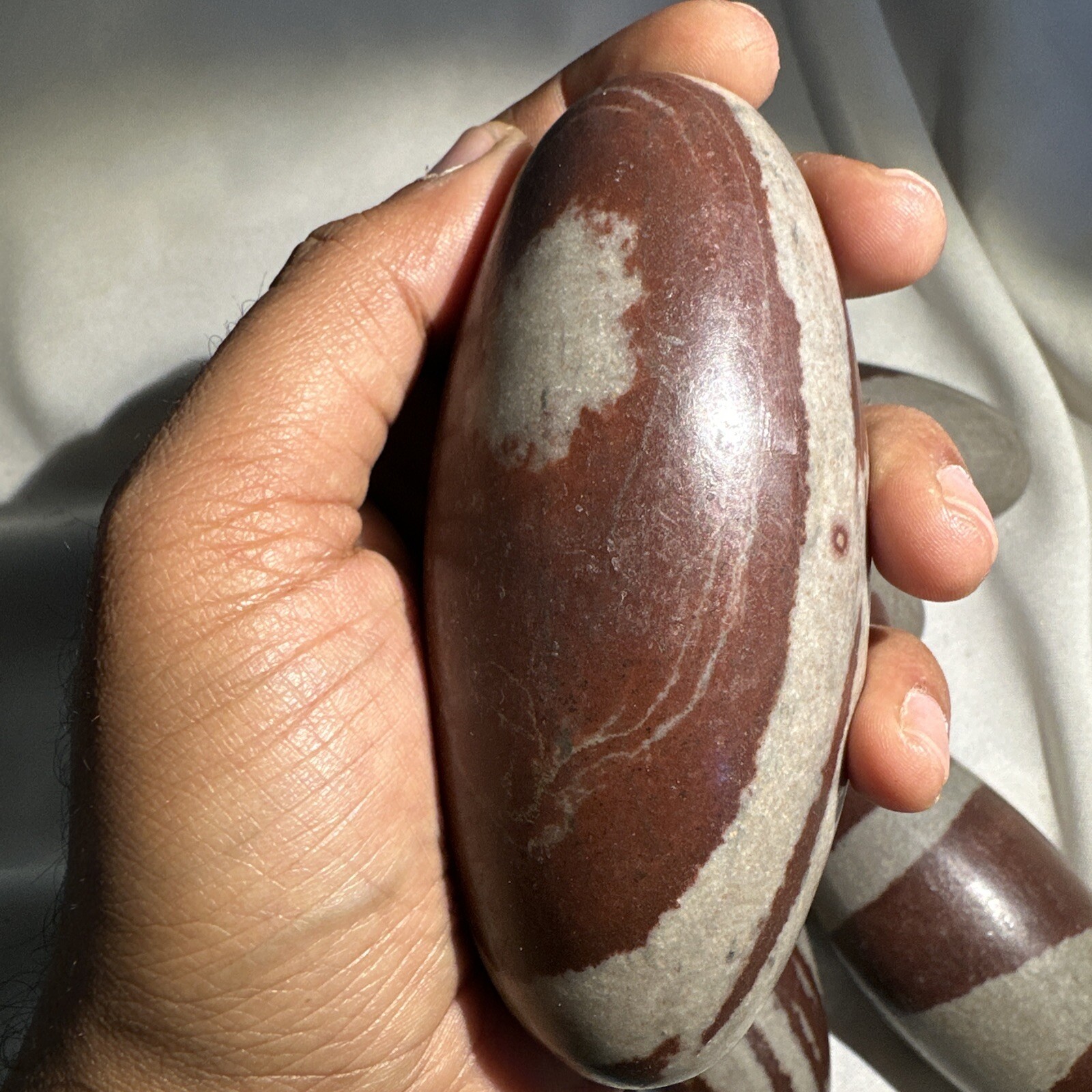 4 Inch Shiva Lingam stone from India -Narmada River -Palm size Shivalingam -1 pc