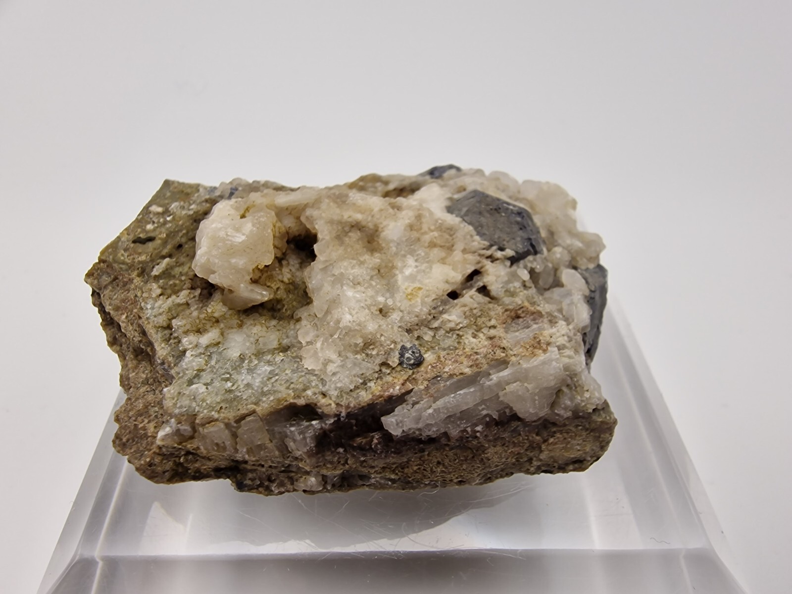 Galena Crystals with Calcite From Sala Silvergruva , Västmanlands län, Sweden