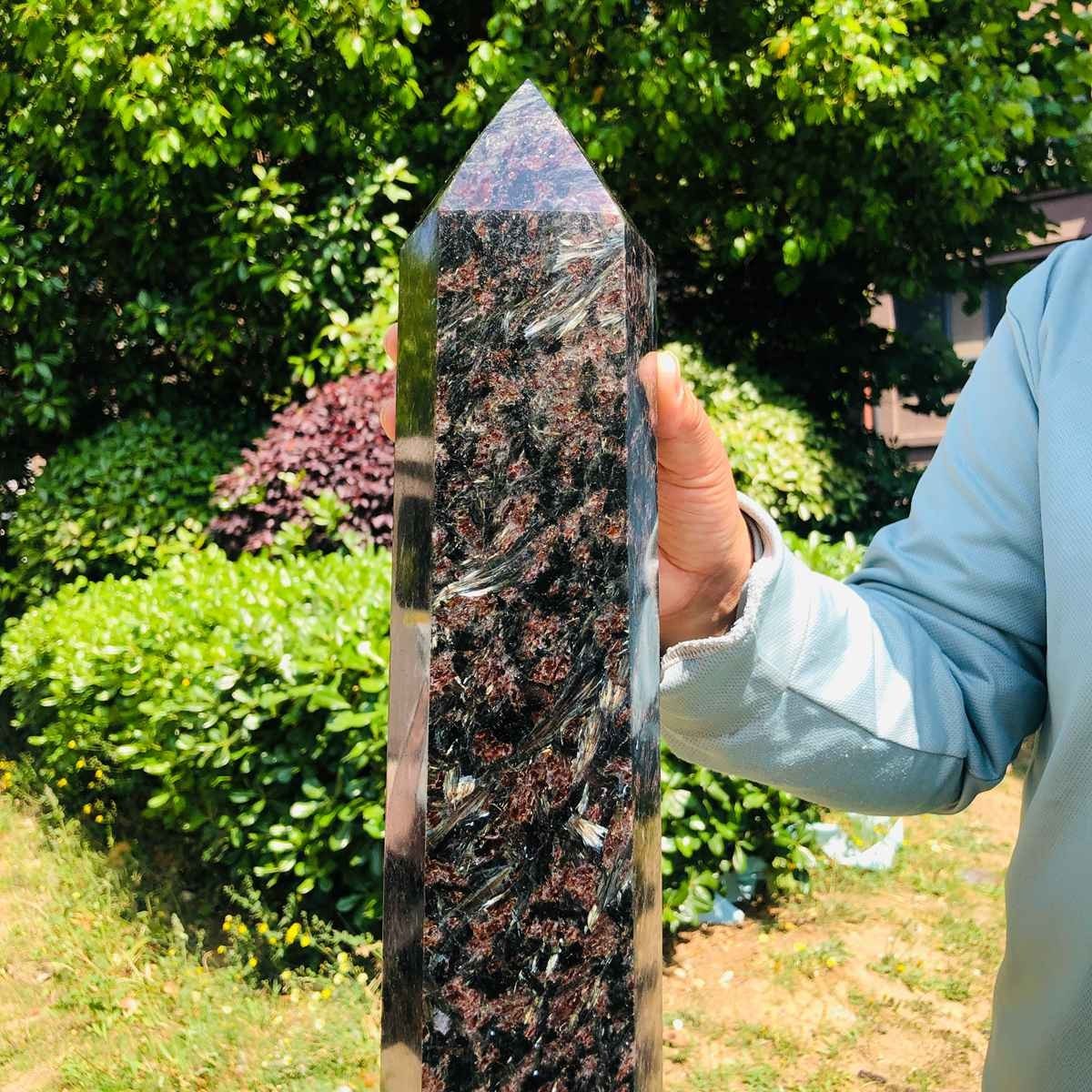 16.85LB Natural Fireworks Stone Obelisk Quartz Tower Crystal Wand Point Healing