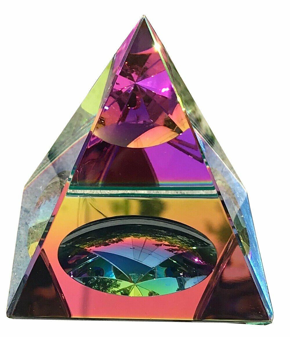 Crystal Iridescent Pyramid – Rainbow Colors 4.5″ with Gift Box