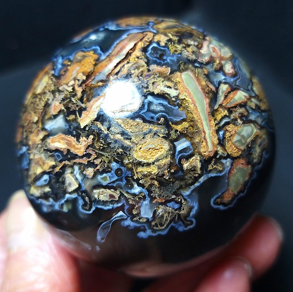 RARE 238.3g Natural Polished Colorful Agate Stone Ball Healing Madagascar AB1600