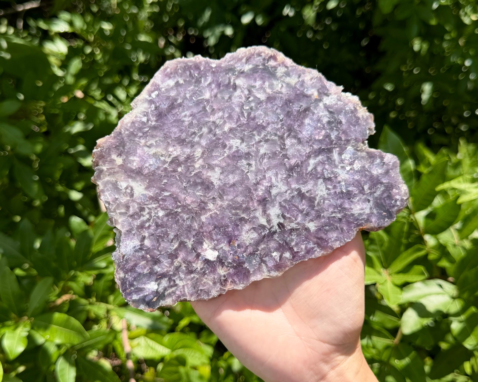 JUMBO Natural Lepidolite Slabs & Stand, AAA Grade Rough Lepidolite Crystal Slice