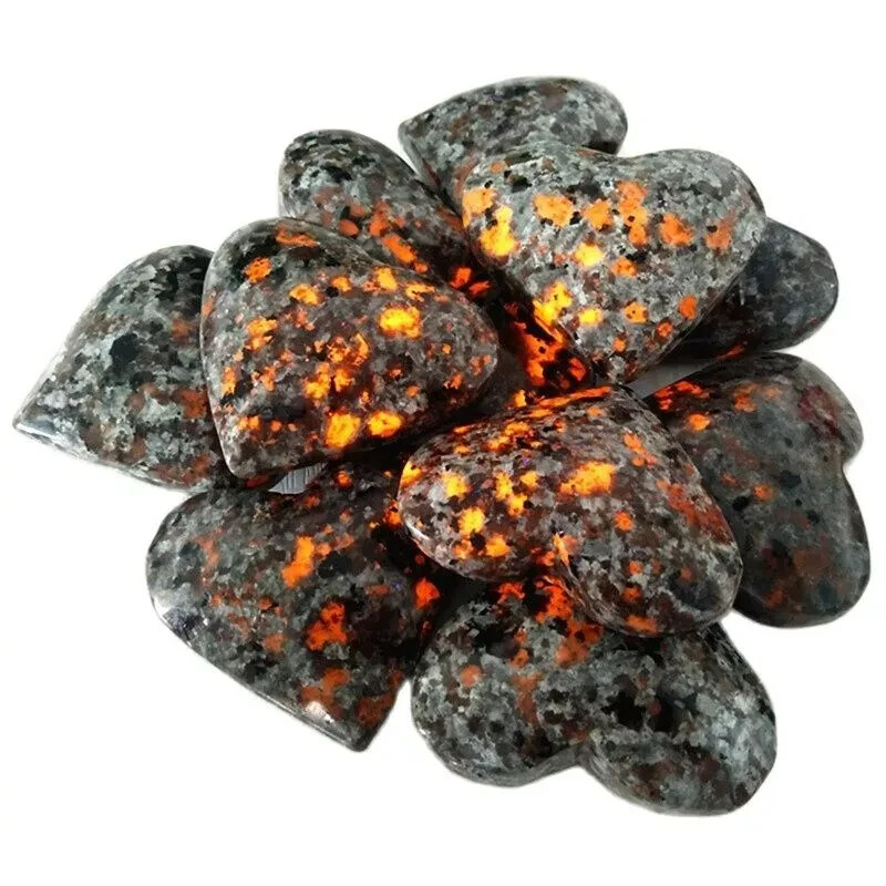 Yooperlite Crystal Heart Tumbled Stone UV Reactive Sodalite Gemstone Home Decor