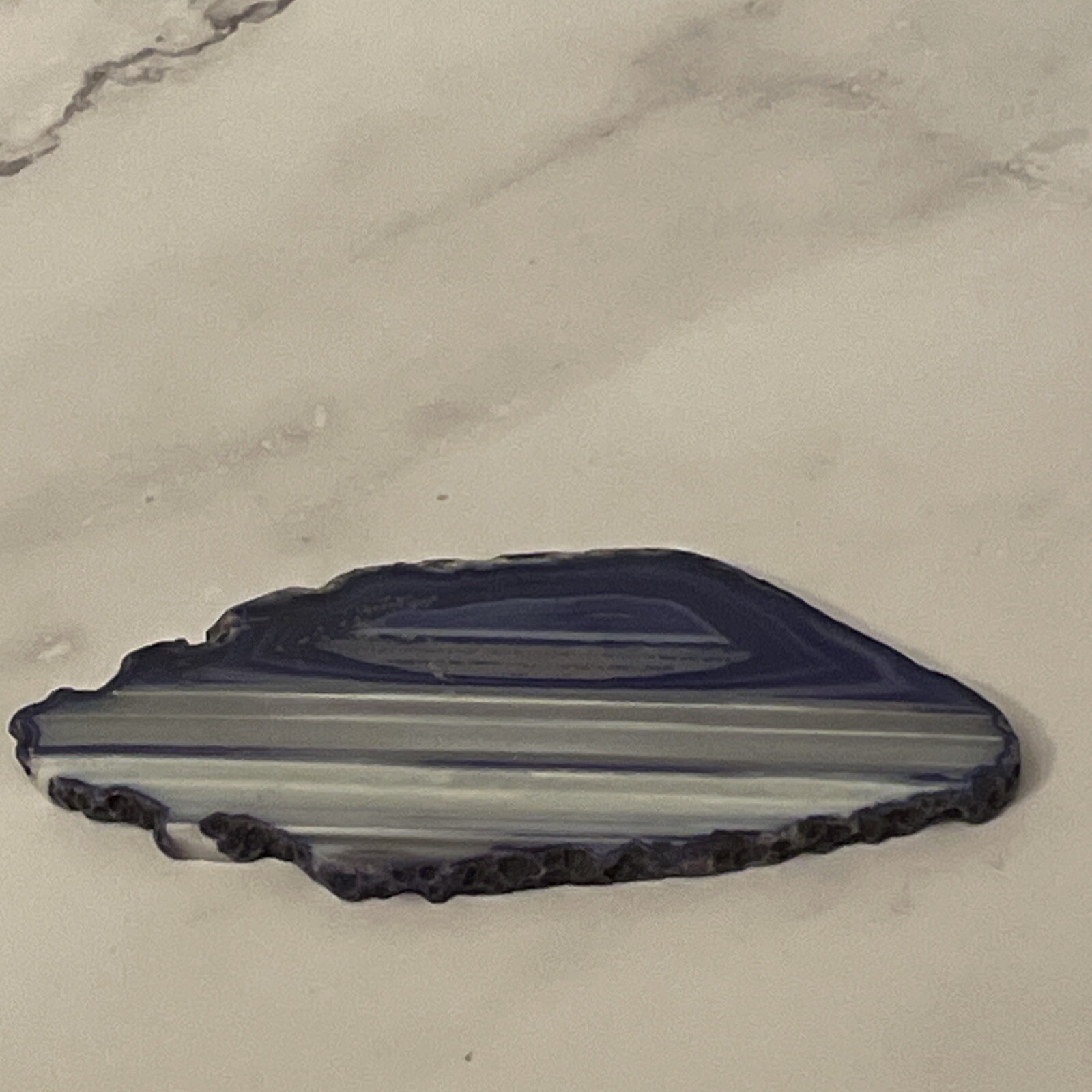 Blue Agate Geode Banded Solid Slice Striped