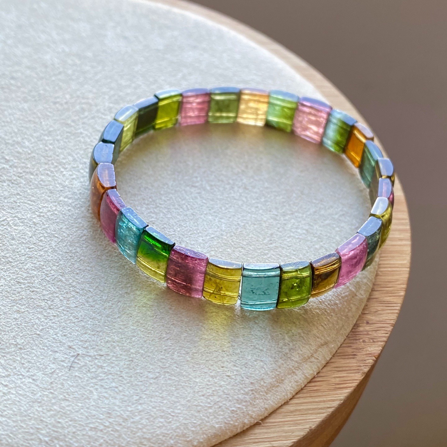 9*6*3mm Natural Color Tourmaline Crystal Women Beads Bracelet AAA