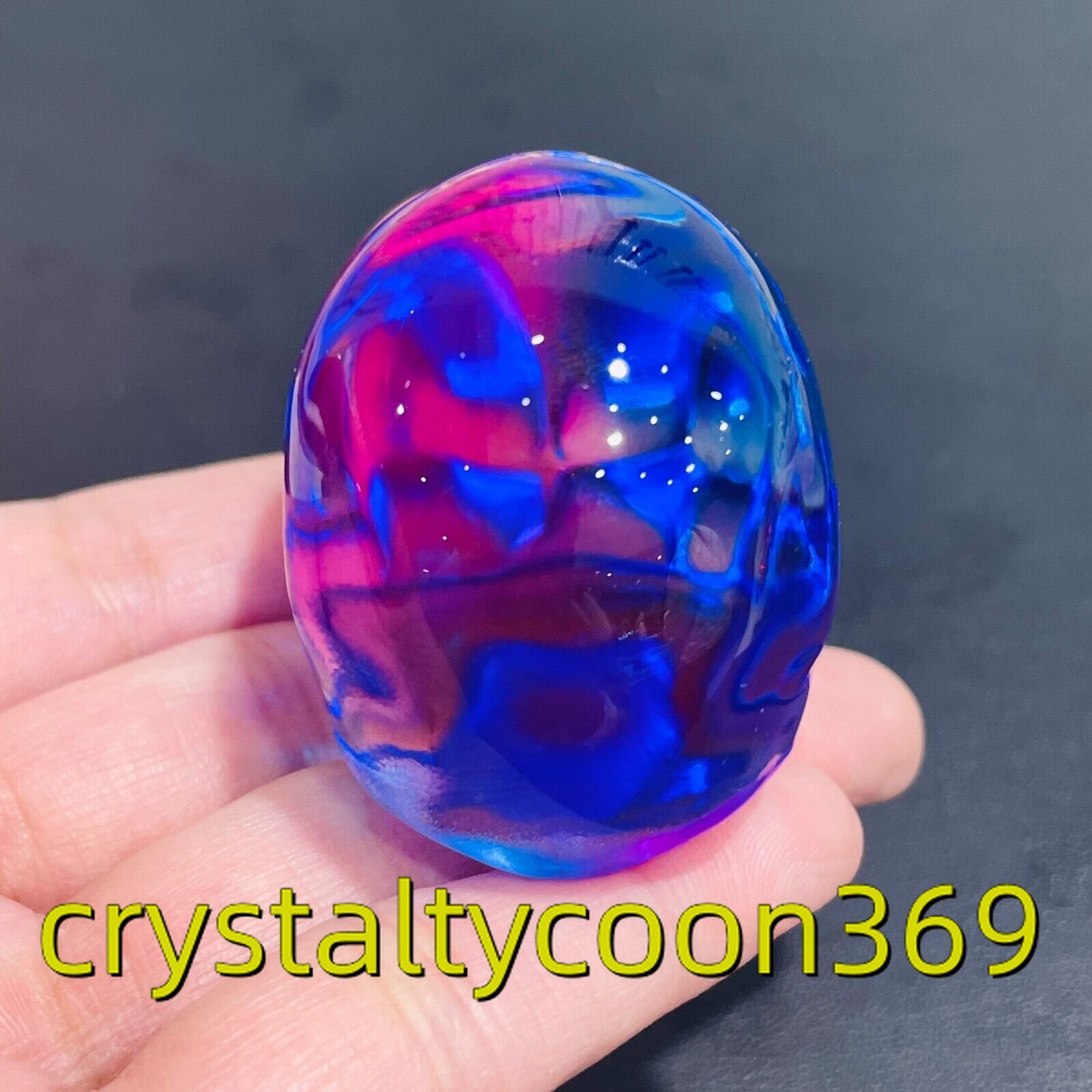 2″ Rainbow Titanium Melting Quartz Hand-carved Skull Crystal Reiki Healing 1PC