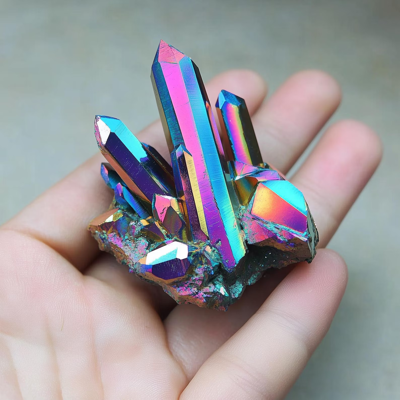 Titanium Rainbow Cluster Quartz Crystal Rock Crystal Gift Home Decor Art Stone