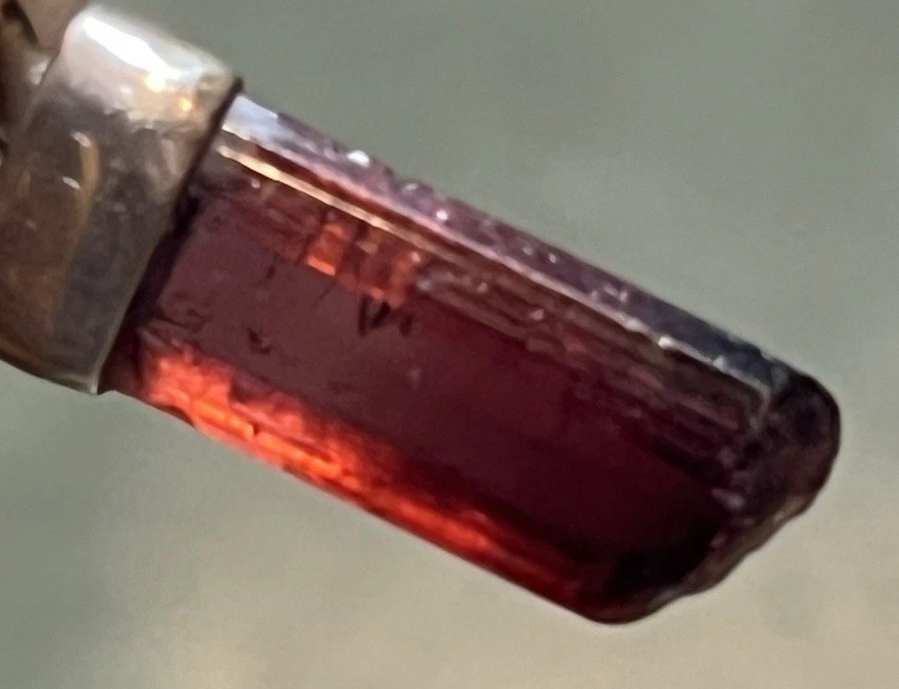 Natural Red Tourmaline Rubellite Crystal Specimen Sterling Pendant Necklace 3/4