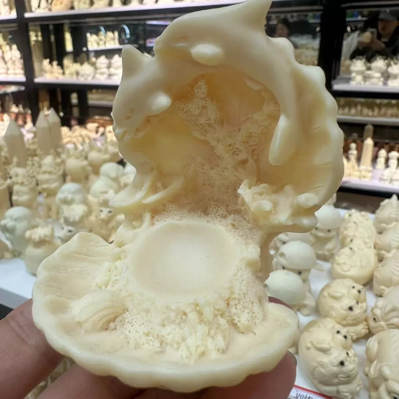 Natural Genuine Tagua Nut Carved shell skull Decor reiki healing gift 1PC