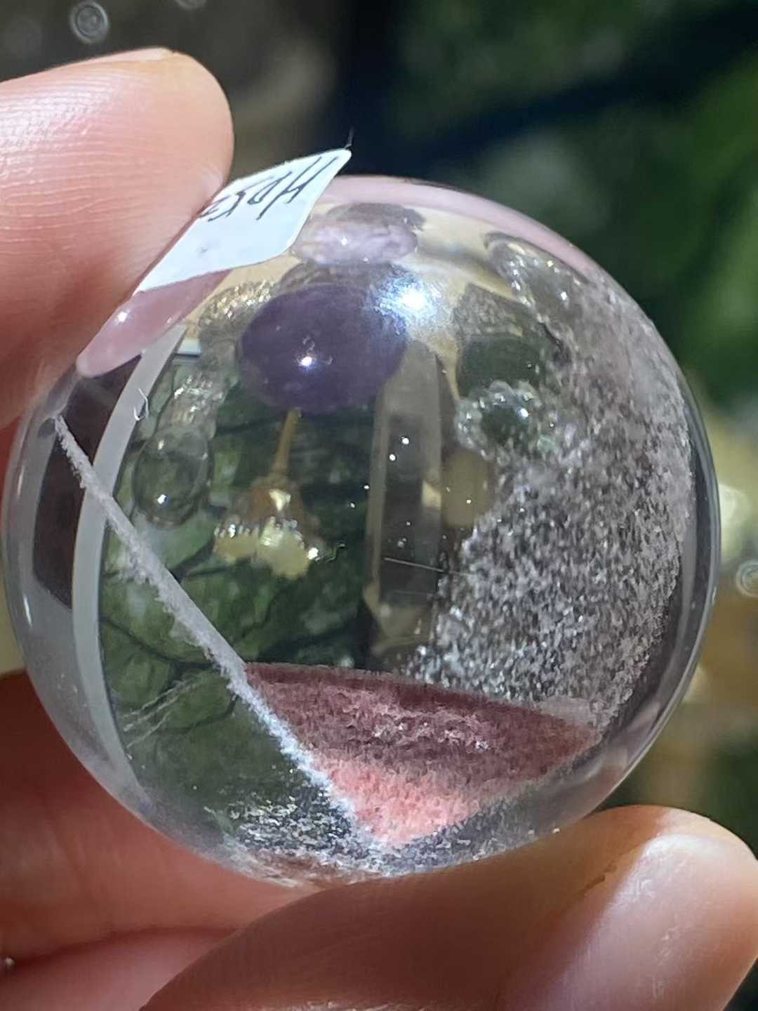 30mm Natural White Ghost Quartz Sphere Crystal Ball Mineral Reiki Decor +Stand