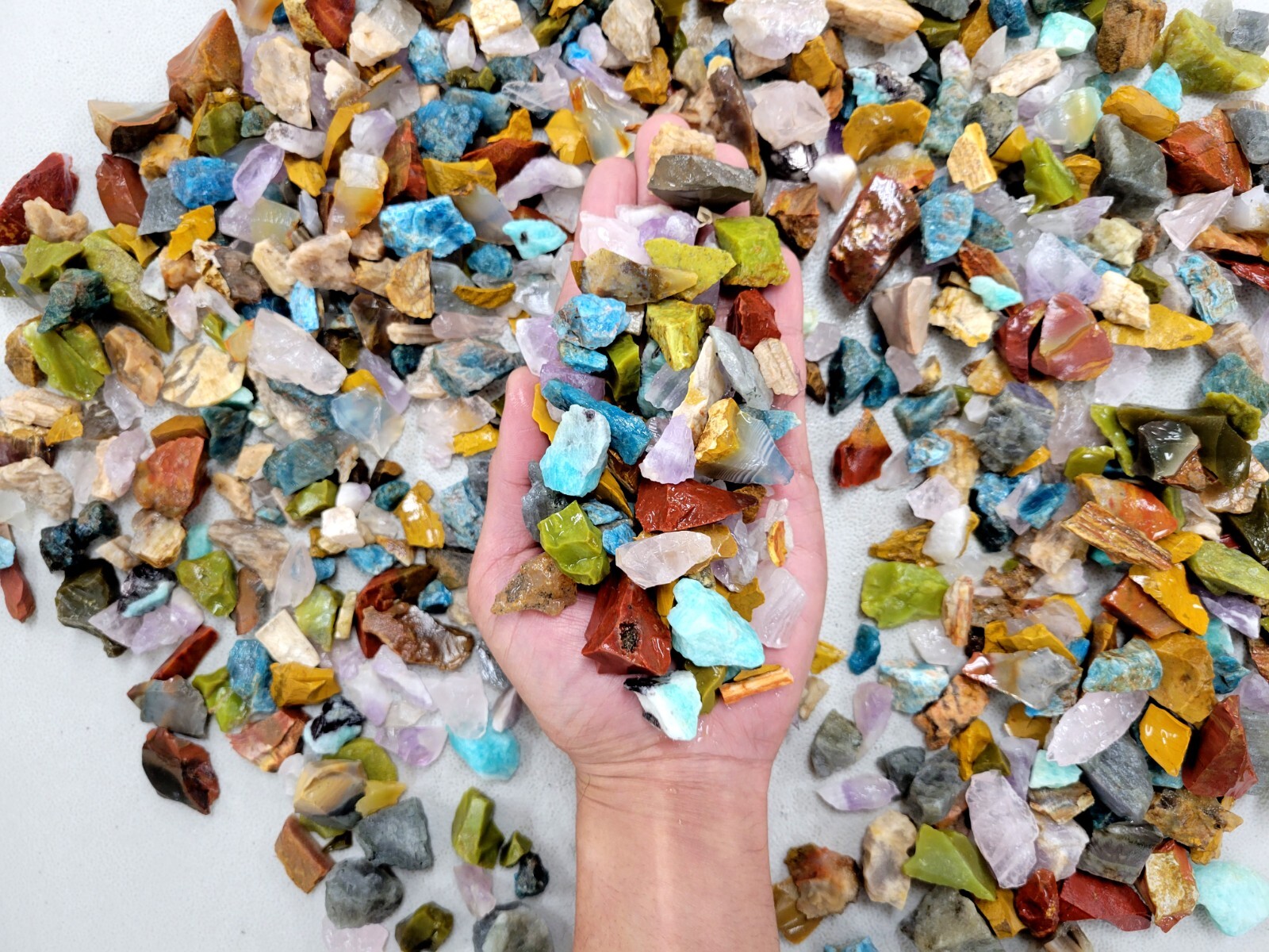 CRUSHED COLORFUL RAW CRYSTALS MIX MADAGASCAR ROUGH GEMSTONE NATURAL STONE CHIPS