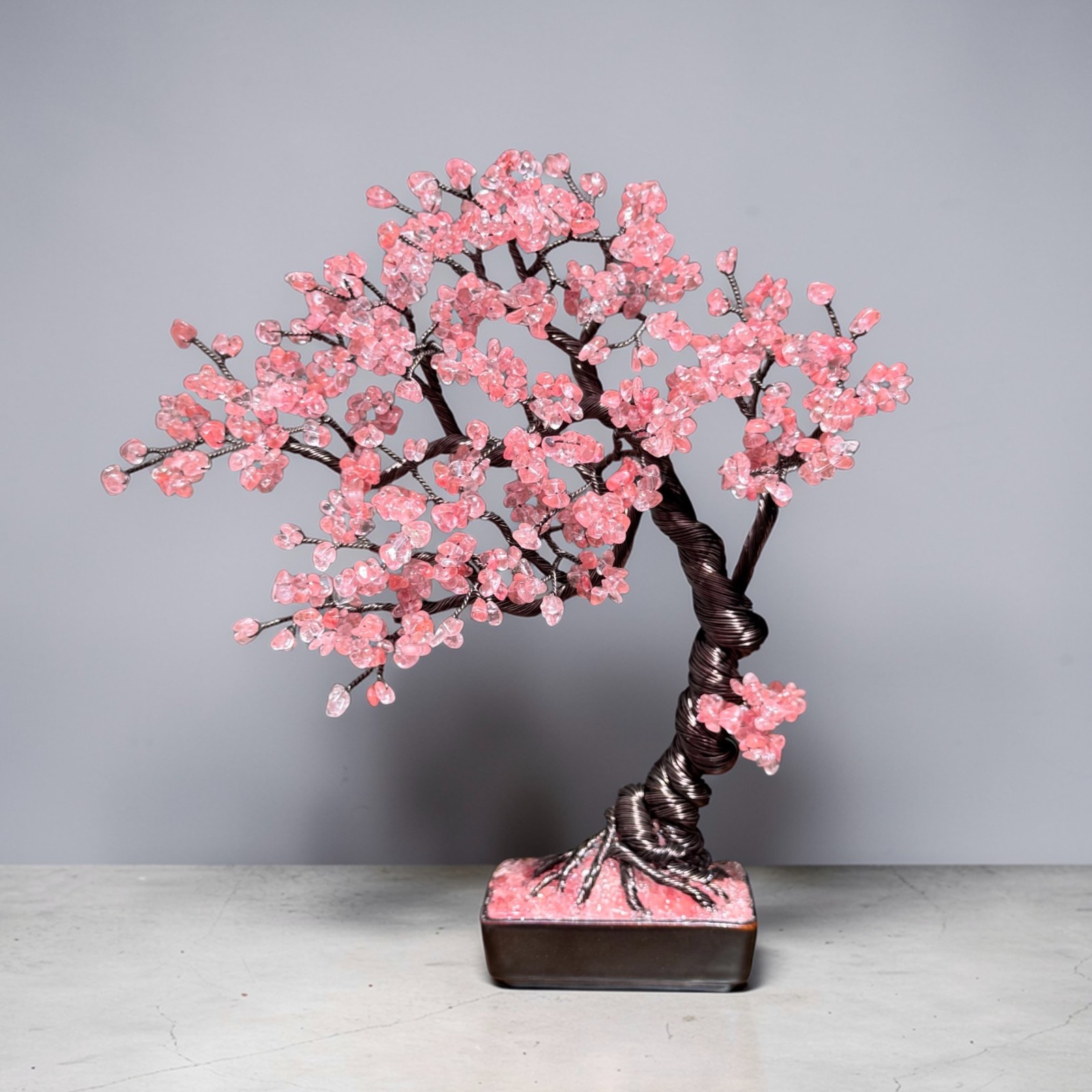 Large Cherry Quartz Crystal Bonsai Tree Energy Tree Gemstone tree of Life