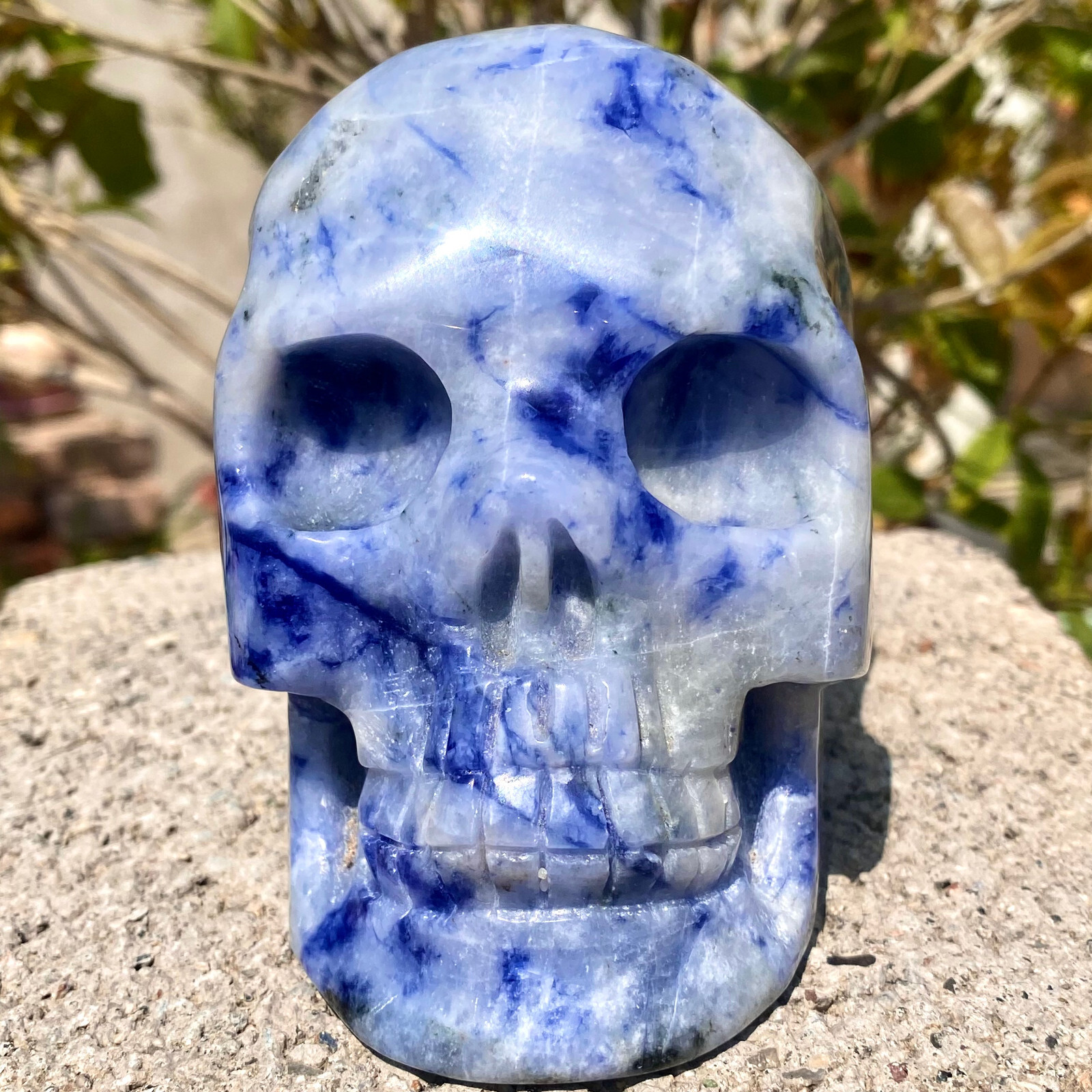 2.49LB Natural blue patterned stone, crystal skull, spiritual healing