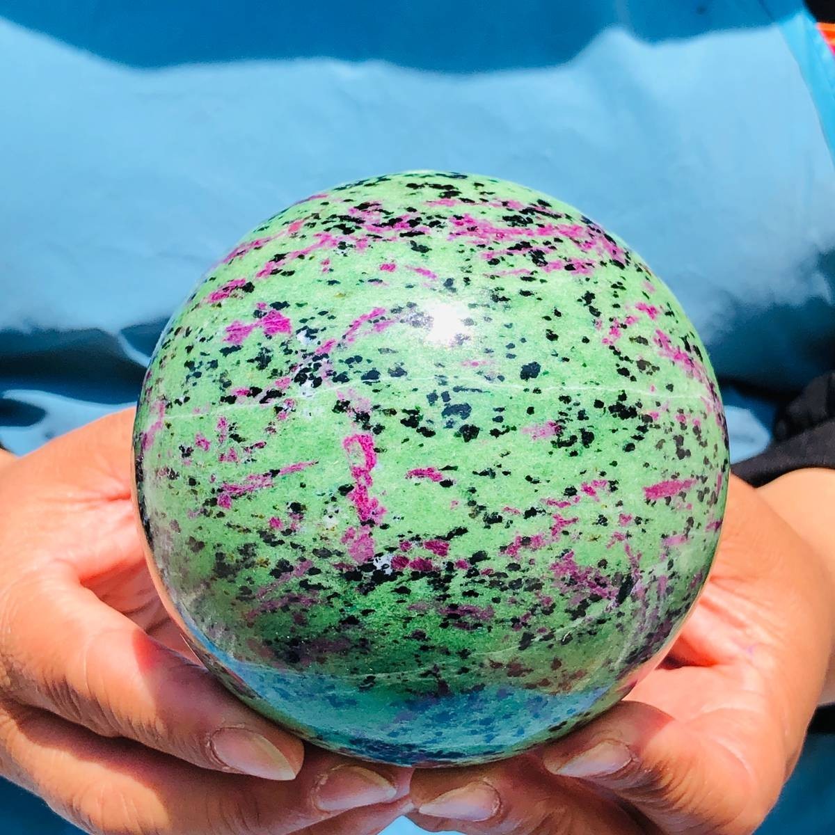 6.53LB 2pcs Natural green Ruby zoisite (anylite) crystal ball sample Healing